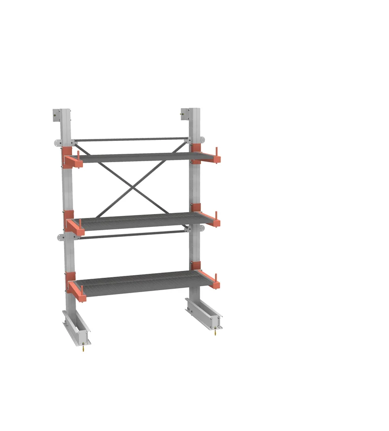 Стеллаж консольный СТ-062 односторонний (основной) 3 яруса с ограничителями и настилами