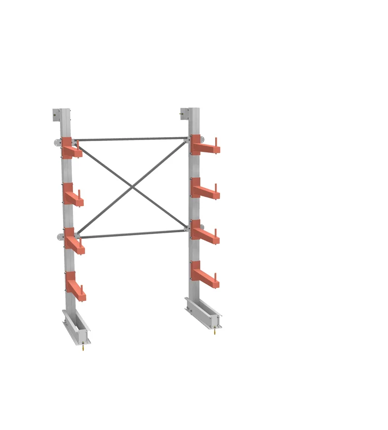 Стеллаж консольный СТ-062 односторонний (основной) 4 яруса с ограничителями