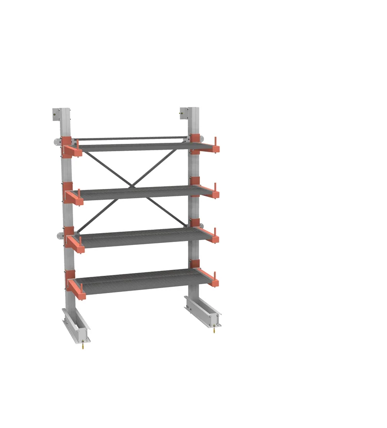 Стеллаж консольный СТ-062 односторонний (основной) 4 яруса с ограничителями и настилами