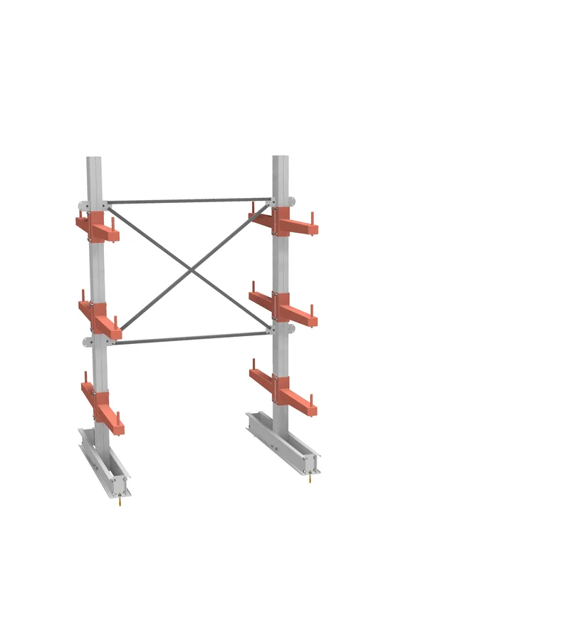 Стеллаж консольный СТ-062 двухсторонний (основной) 3 яруса с ограничителями