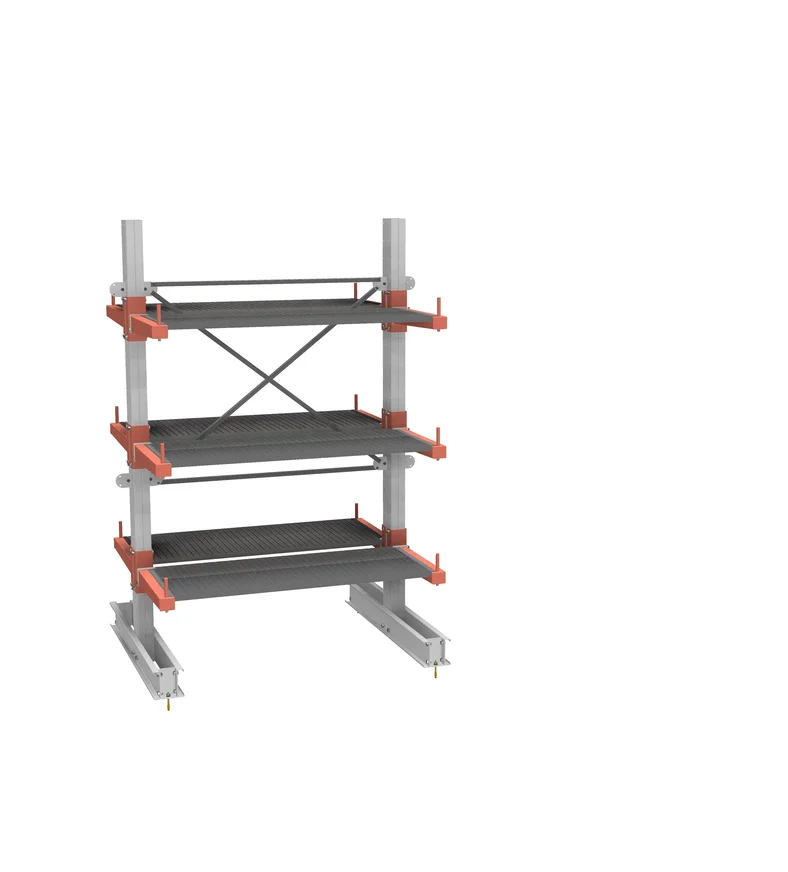 Стеллаж консольный СТ-062 двухсторонний (основной) 3 яруса с ограничителями и настилами