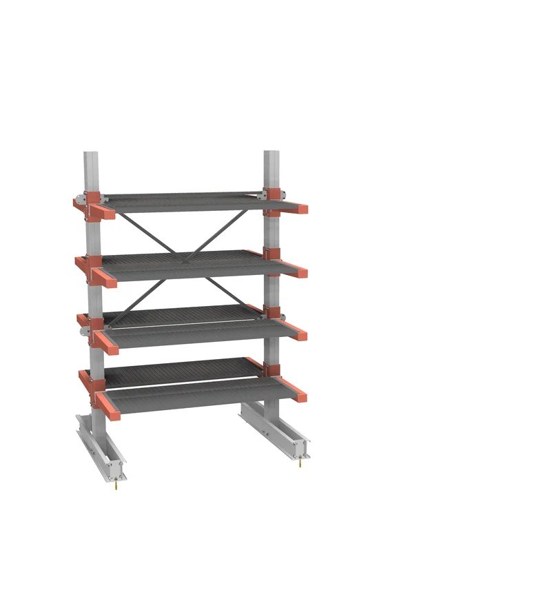 Стеллаж консольный СТ-062 двухсторонний (основной) 4 яруса с настилами