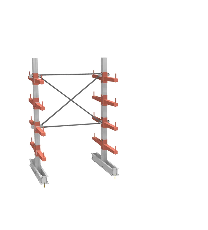 Стеллаж консольный СТ-062 двухсторонний (основной) 4 яруса с ограничителями