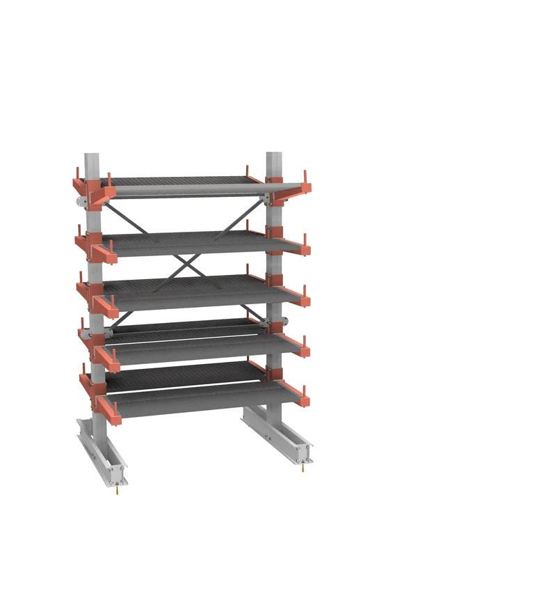 Стеллаж консольный СТ-062 двухсторонний (основной) 5 ярусов с ограничителями и настилами