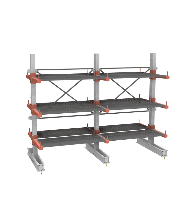 Стеллаж консольный СТ-062 двухсторонний (дополнительный) 3 яруса с ограничителями и настилами