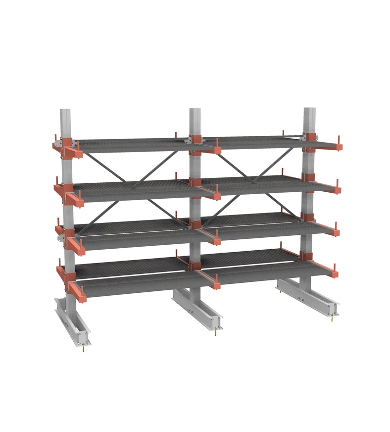 Стеллаж консольный СТ-062 Двухсторонний (дополнительный) 4 яруса с ограничителями и настилами