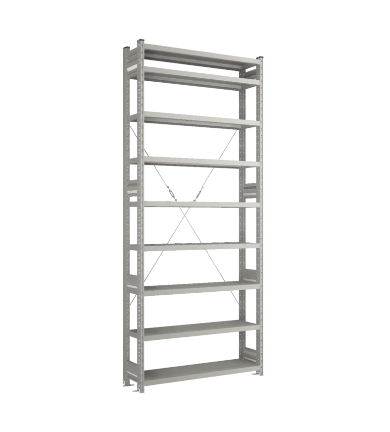 Стеллаж СТ-031-Цинк-2491-1000-300-9 полок-Без ребра жесткости