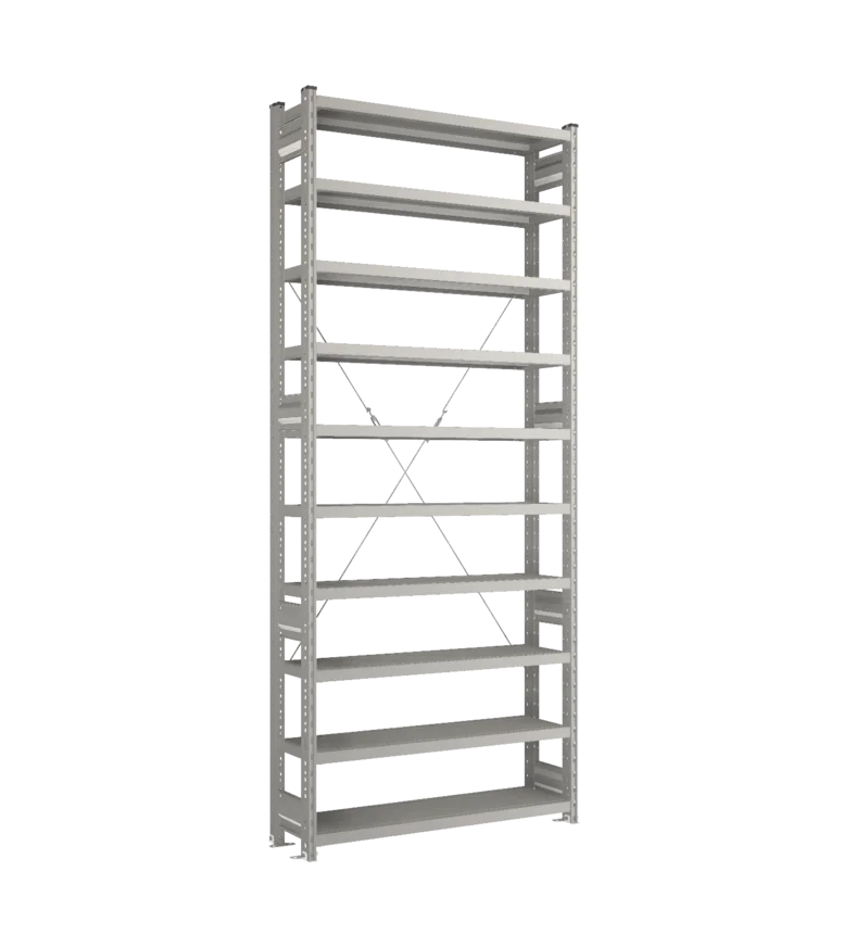 Стеллаж СТ-031-Цинк-2491-1000-300-10 полок-Без ребра жесткости