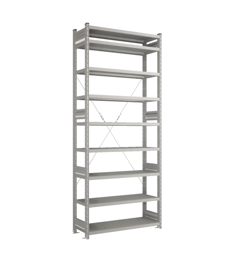 Стеллаж СТ-031-Цинк-2491-1000-400-9 полок-Без ребра жесткости