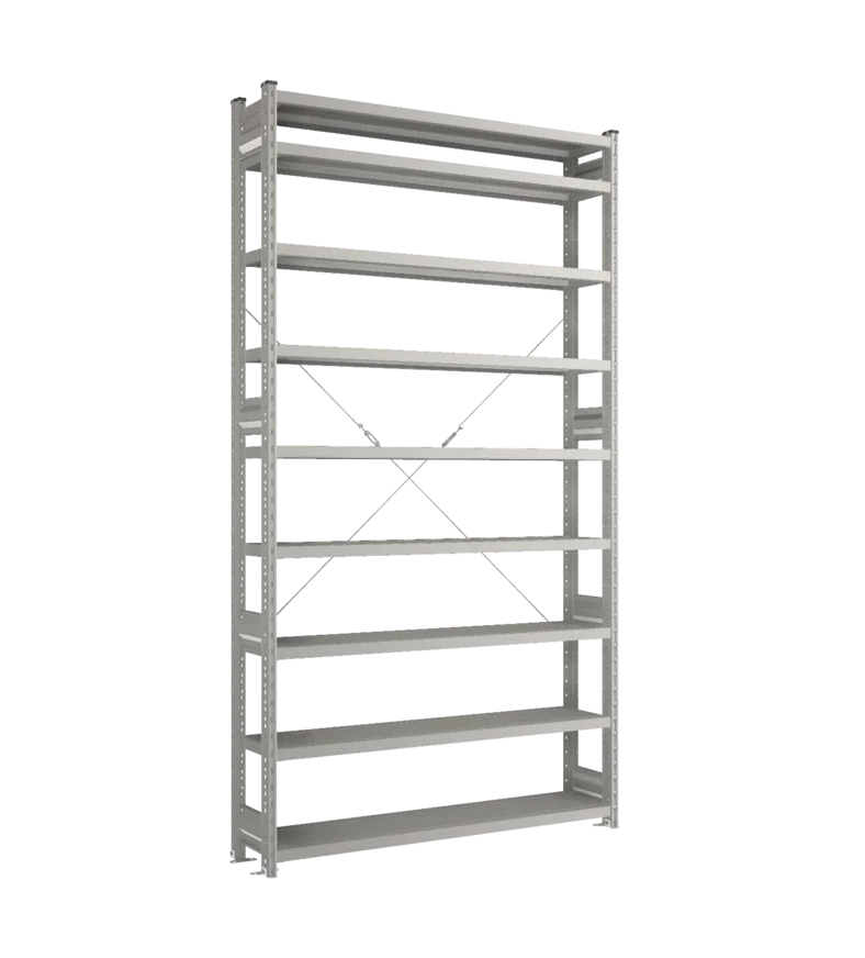 Стеллаж СТ-031-Цинк-2491-1300-300-9 полок-Без ребра жесткости