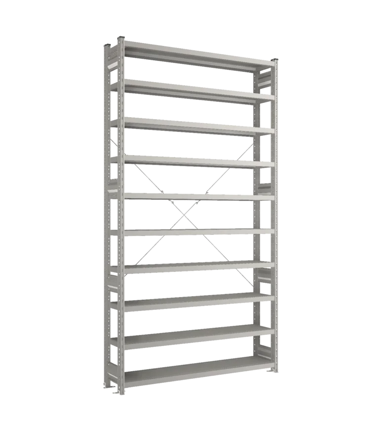 Стеллаж СТ-031-Цинк-2491-1300-300-10 полок-Без ребра жесткости