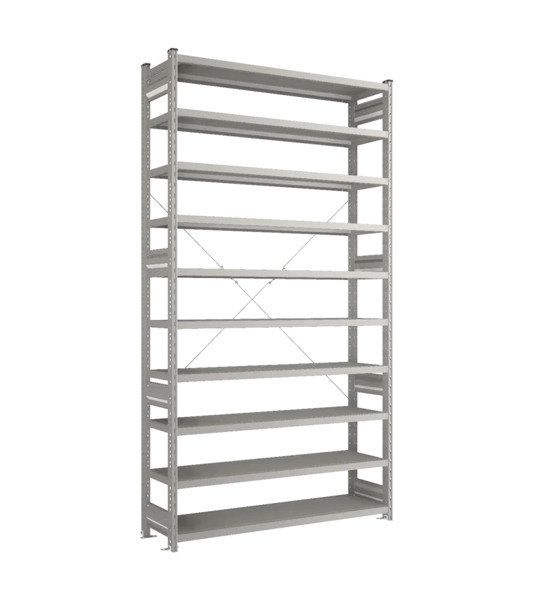 Стеллаж СТ-031-Цинк-2491-1300-400-10 полок-Без ребра жесткости