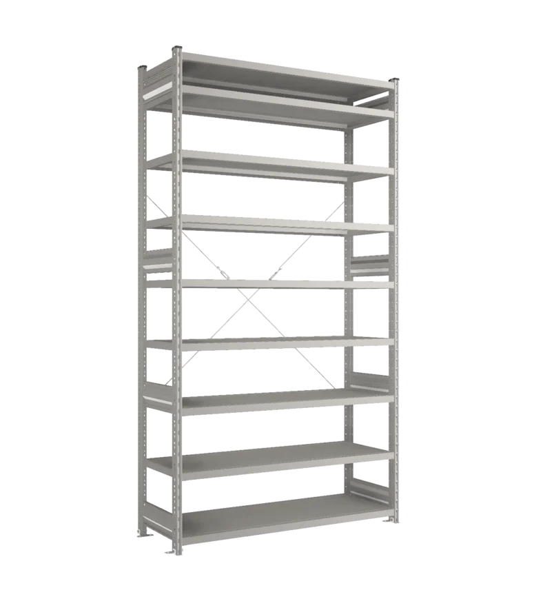 Стеллаж СТ-031-Цинк-2491-1300-500-9 полок-Без ребра жесткости