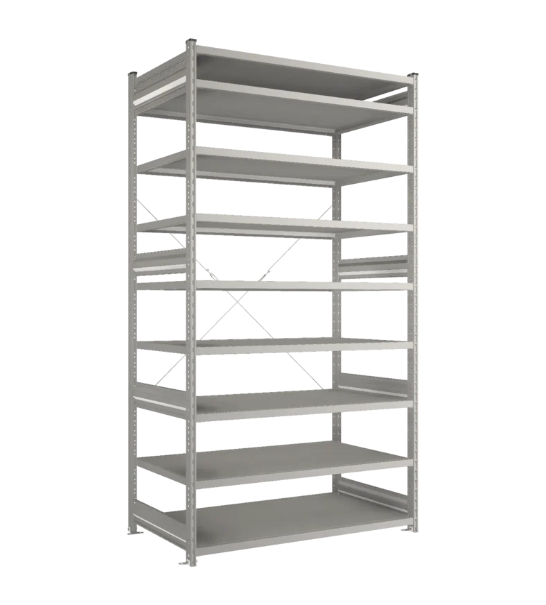 Стеллаж СТ-031-Цинк-2491-1300-800-9 полок-Без ребра жесткости