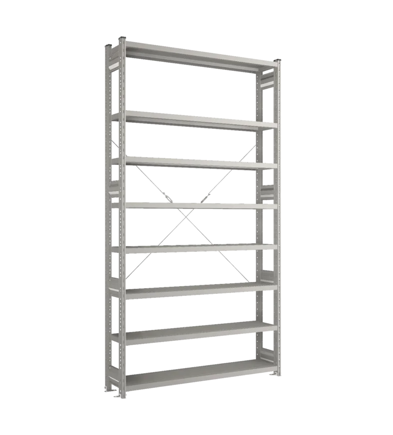 Стеллаж СТ-031-Цинк-2491-1300-300-8 полок-Без ребра жесткости