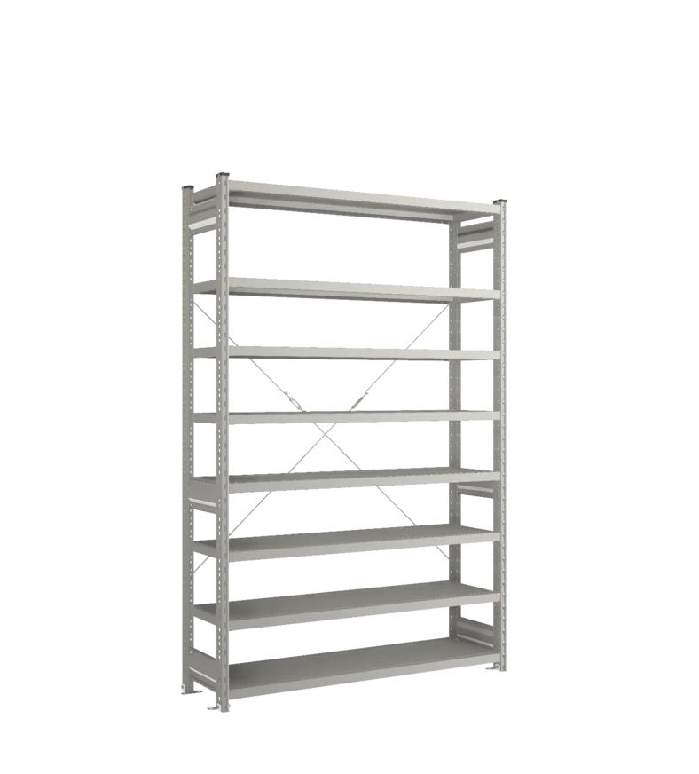 Стеллаж СТ-031-Цинк-2067-1300-400-8 полок-С добавлением ребра жесткости