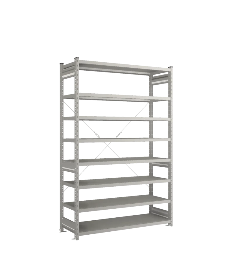 Стеллаж СТ-031-Цинк-2067-1300-500-8 полок-С добавлением ребра жесткости