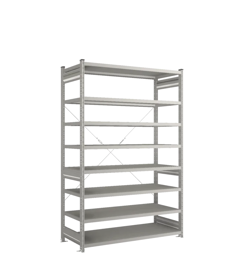 Стеллаж СТ-031-Цинк-2067-1300-600-8 полок-С добавлением ребра жесткости
