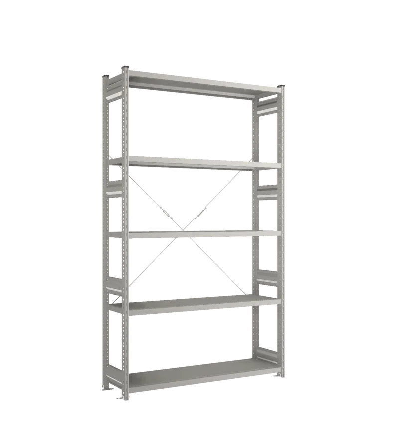 Стеллаж СТ-031-Цинк-2279-1300-400-5 полок-С добавлением ребра жесткости