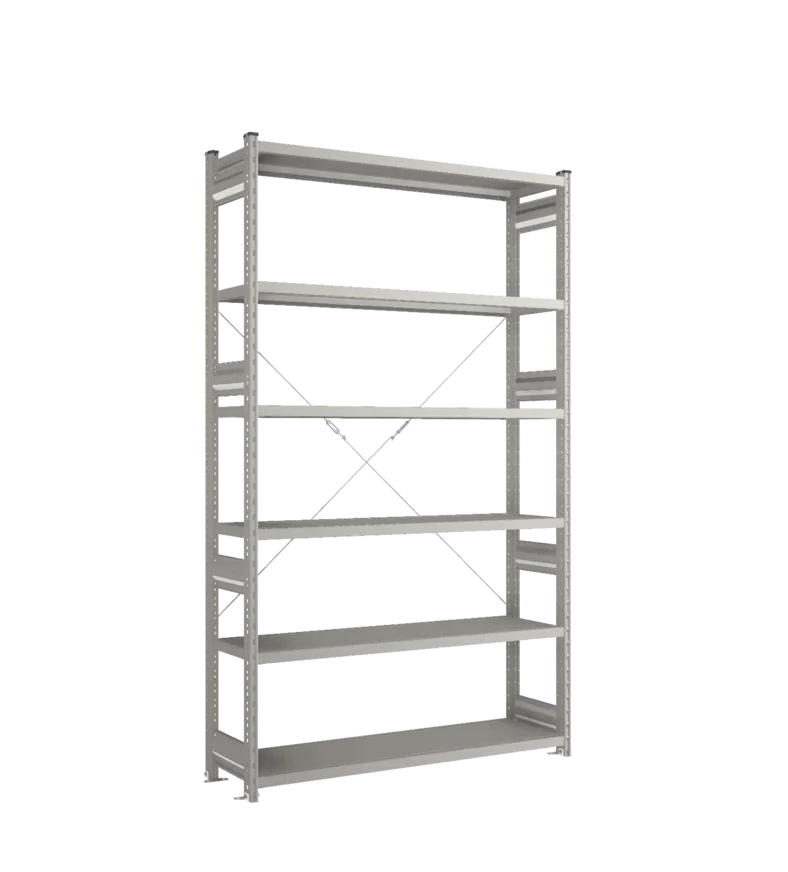 Стеллаж СТ-031-Цинк-2279-1300-400-6 полок-С добавлением ребра жесткости