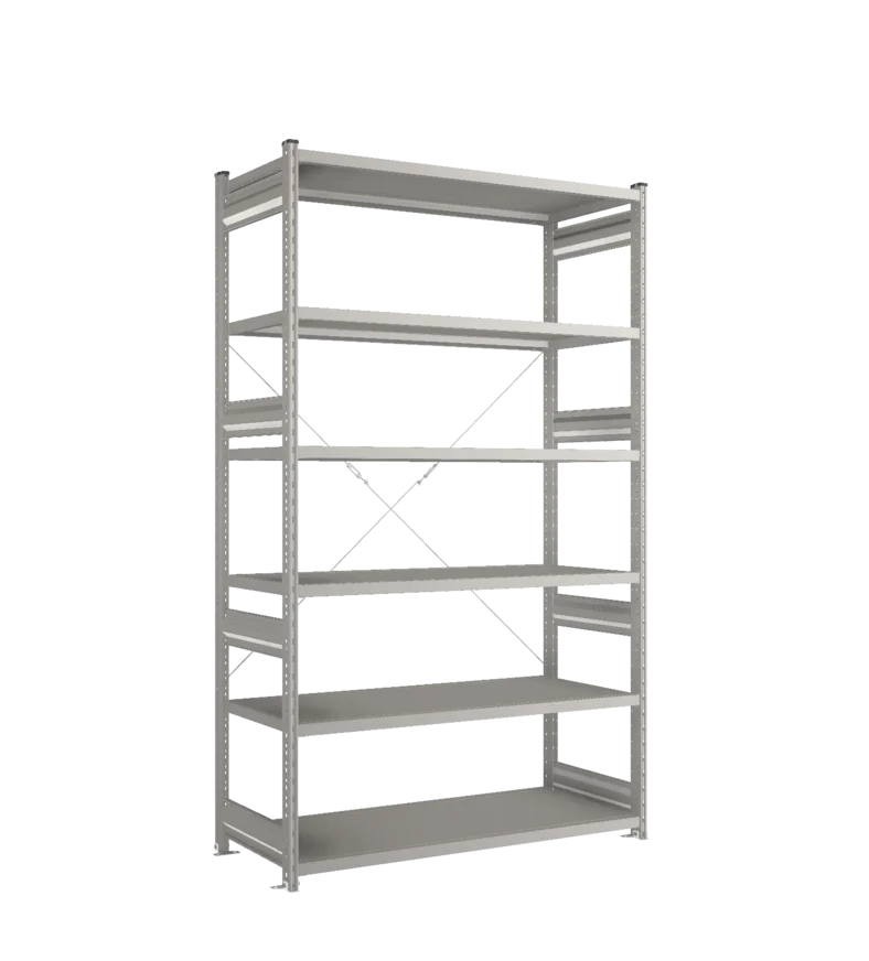 Стеллаж СТ-031-Цинк-2279-1300-600-6 полок-С добавлением ребра жесткости