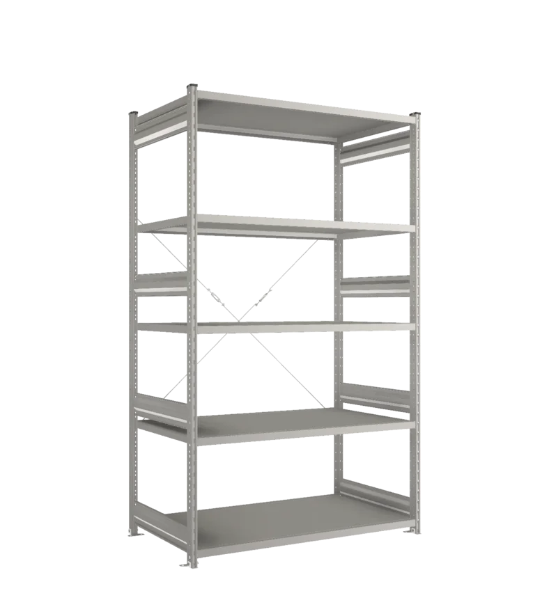Стеллаж СТ-031-Цинк-2279-1300-800-5 полок-С добавлением ребра жесткости