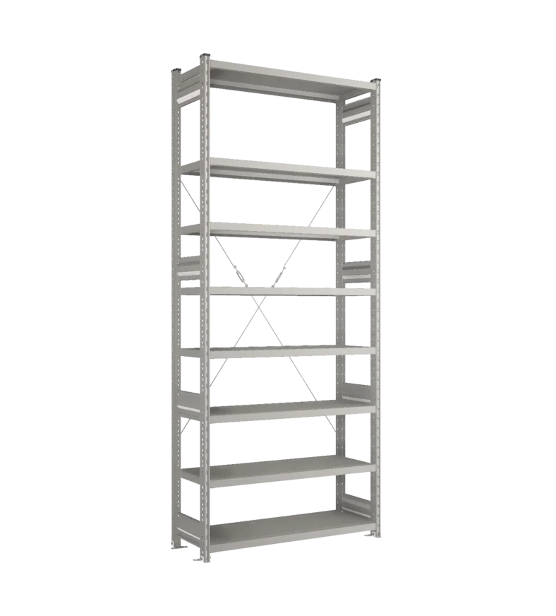 Стеллаж СТ-031-Цинк-2491-1000-400-8 полок-С добавлением ребра жесткости