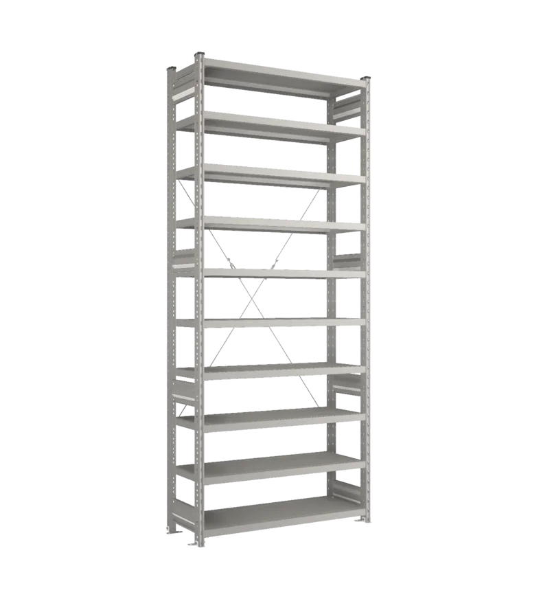 Стеллаж СТ-031-Цинк-2491-1000-400-10 полок-С добавлением ребра жесткости