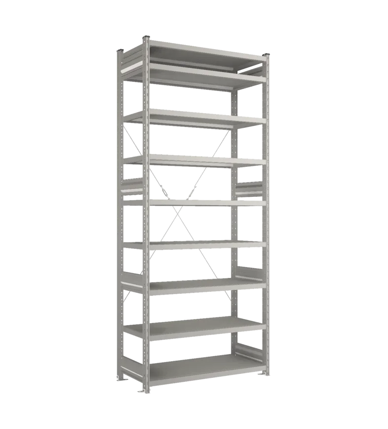 Стеллаж СТ-031-Цинк-2491-1000-500-9 полок-С добавлением ребра жесткости