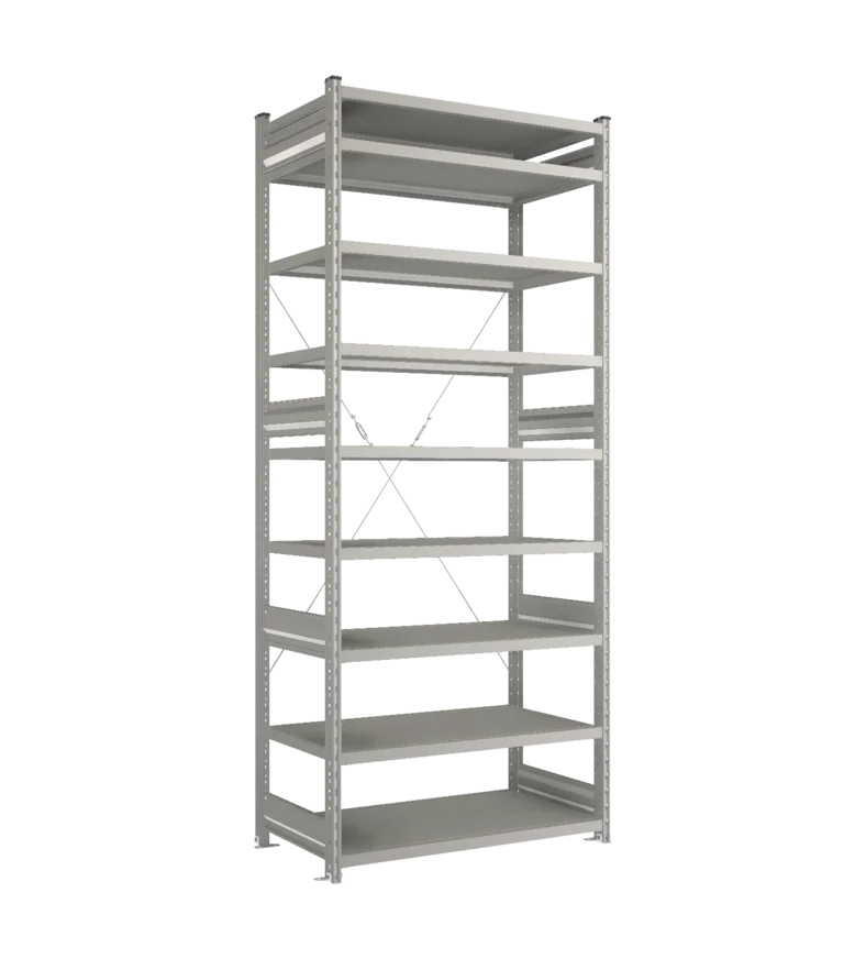 Стеллаж СТ-031-Цинк-2491-1000-600-9 полок-С добавлением ребра жесткости