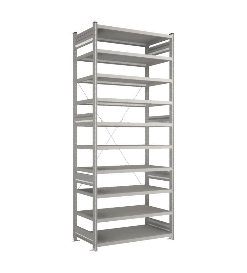 Стеллаж СТ-031-Цинк-2491-1000-600-10 полок-С добавлением ребра жесткости