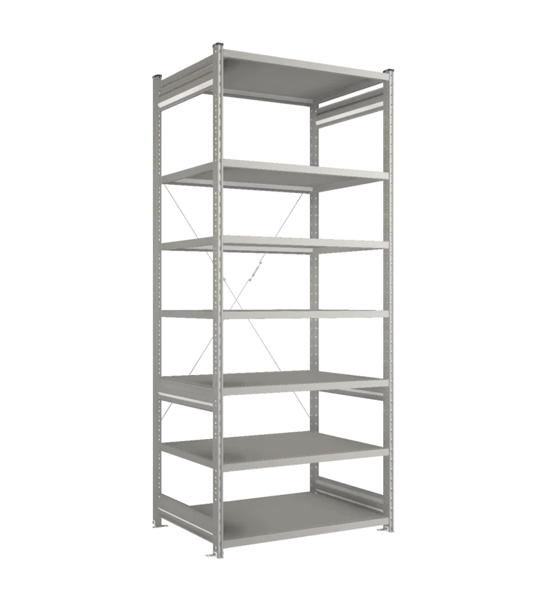 Стеллаж СТ-031-Цинк-2491-1000-800-7 полок-С добавлением ребра жесткости