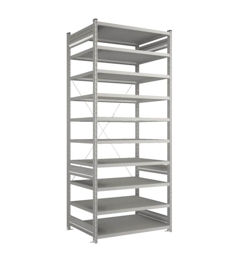Стеллаж СТ-031-Цинк-2491-1000-800-10 полок-С добавлением ребра жесткости