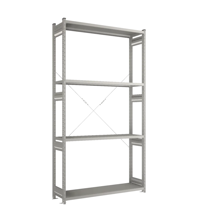 Стеллаж СТ-031-Цинк-2491-1300-400-4 полки-С добавлением ребра жесткости