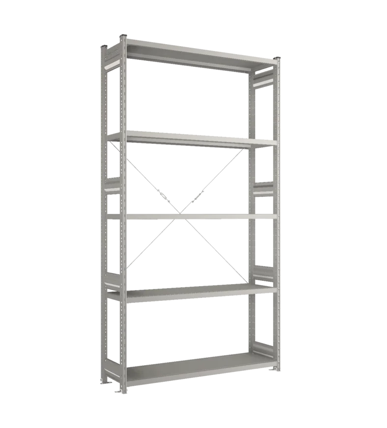 Стеллаж СТ-031-Цинк-2491-1300-400-5 полок-С добавлением ребра жесткости