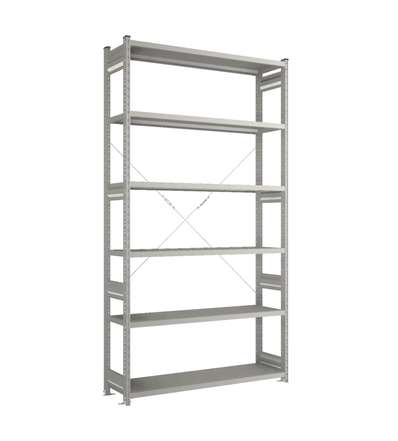 Стеллаж СТ-031-Цинк-2491-1300-400-6 полок-С добавлением ребра жесткости