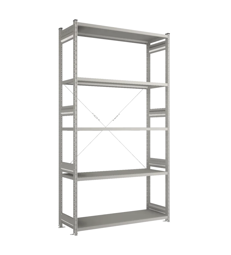 Стеллаж СТ-031-Цинк-2491-1300-500-5 полок-С добавлением ребра жесткости