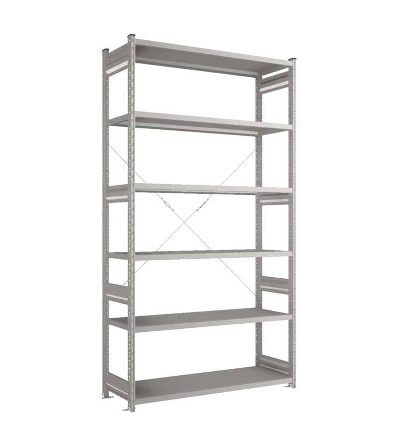 Стеллаж СТ-031-Цинк-2491-1300-500-6 полок-С добавлением ребра жесткости