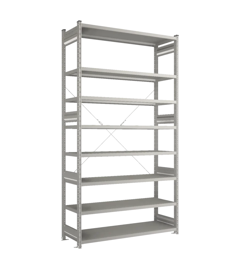 Стеллаж СТ-031-Цинк-2491-1300-500-8 полок-С добавлением ребра жесткости