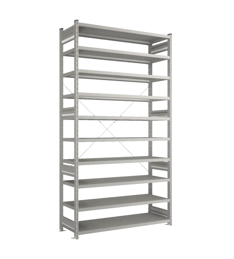 Стеллаж СТ-031-Цинк-2491-1300-500-10 полок-С добавлением ребра жесткости