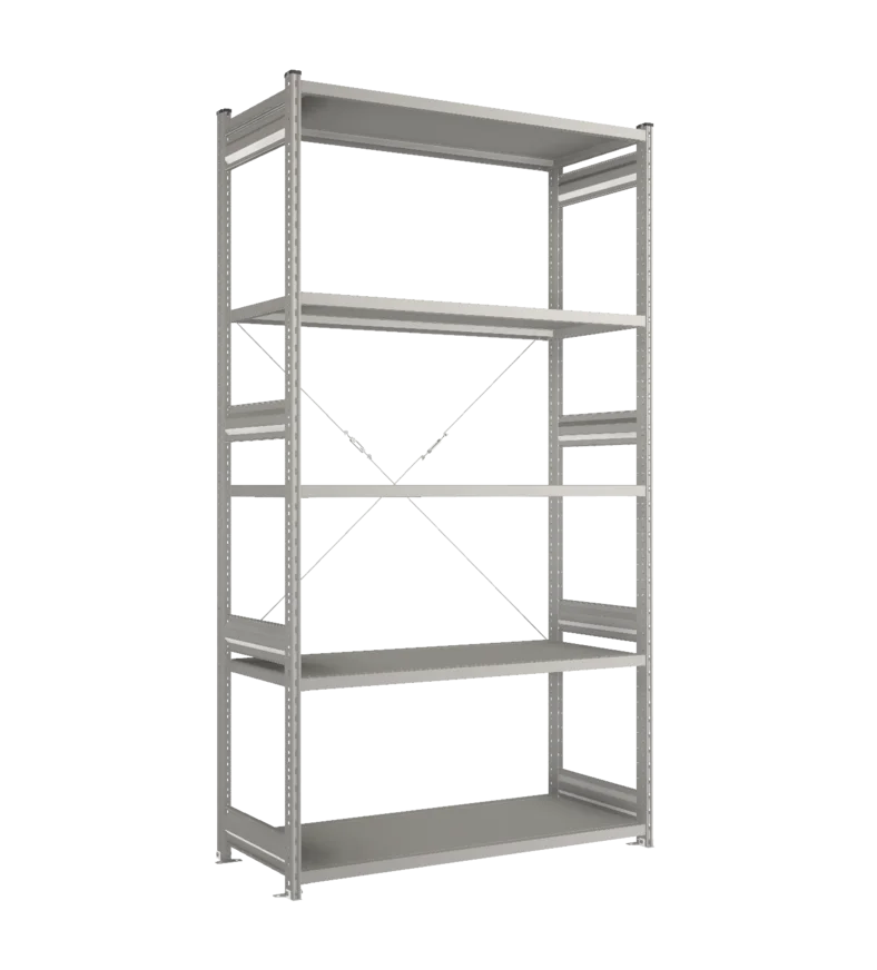 Стеллаж СТ-031-Цинк-2491-1300-600-5 полок-С добавлением ребра жесткости