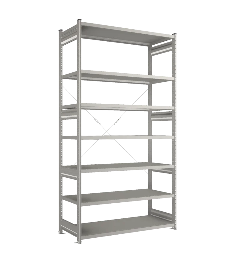 Стеллаж СТ-031-Цинк-2491-1300-600-7 полок-С добавлением ребра жесткости