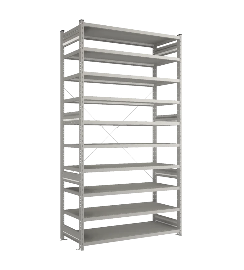 Стеллаж СТ-031-Цинк-2491-1300-600-10 полок-С добавлением ребра жесткости