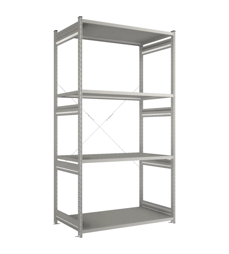 Стеллаж СТ-031-Цинк-2491-1300-800-4 полки-С добавлением ребра жесткости