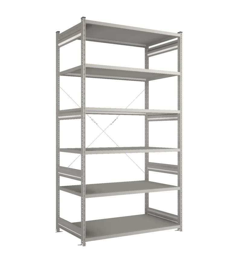 Стеллаж СТ-031-Цинк-2491-1300-800-6 полок-С добавлением ребра жесткости