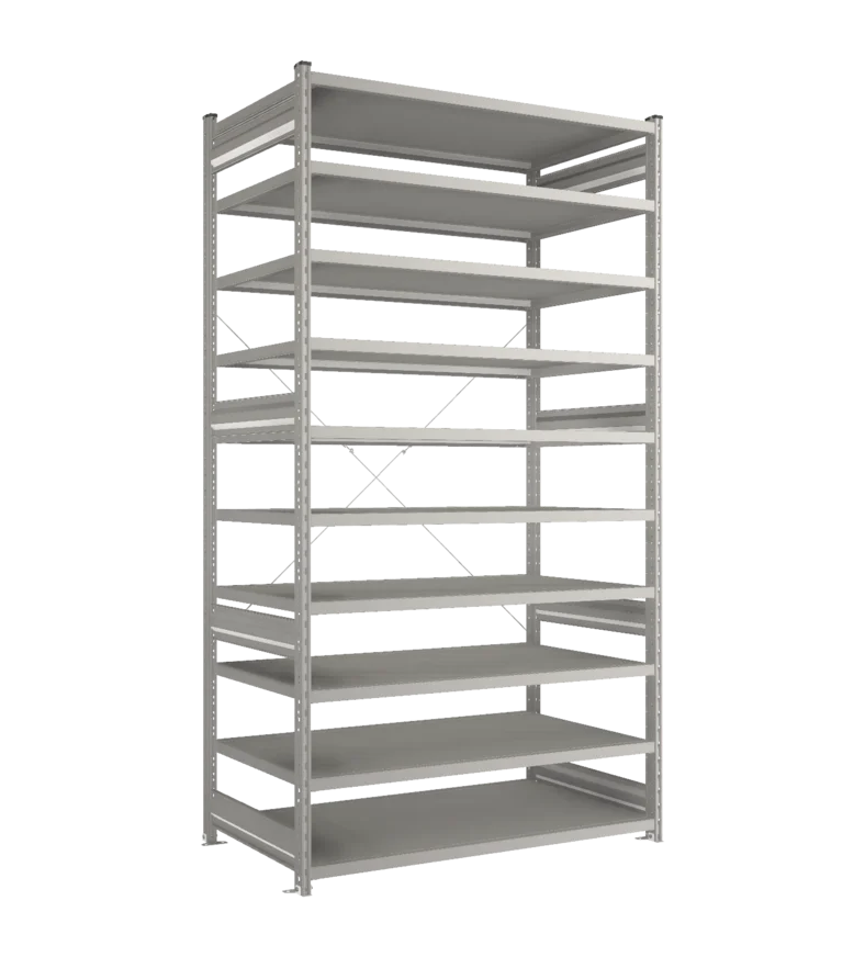 Стеллаж СТ-031-Цинк-2491-1300-800-10 полок-С добавлением ребра жесткости