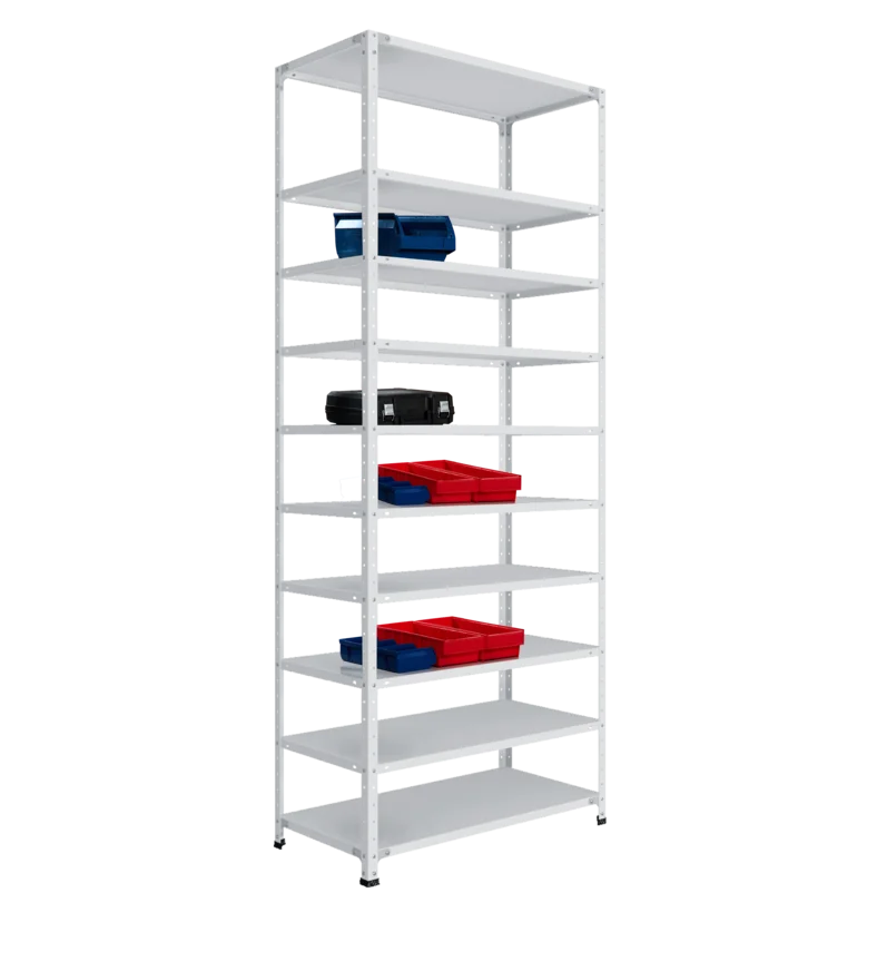 СТ-012 х 2500 х 1000 х окрашен. х 500 х 10 полок х RAL 7038 х Без рёбер жёсткости