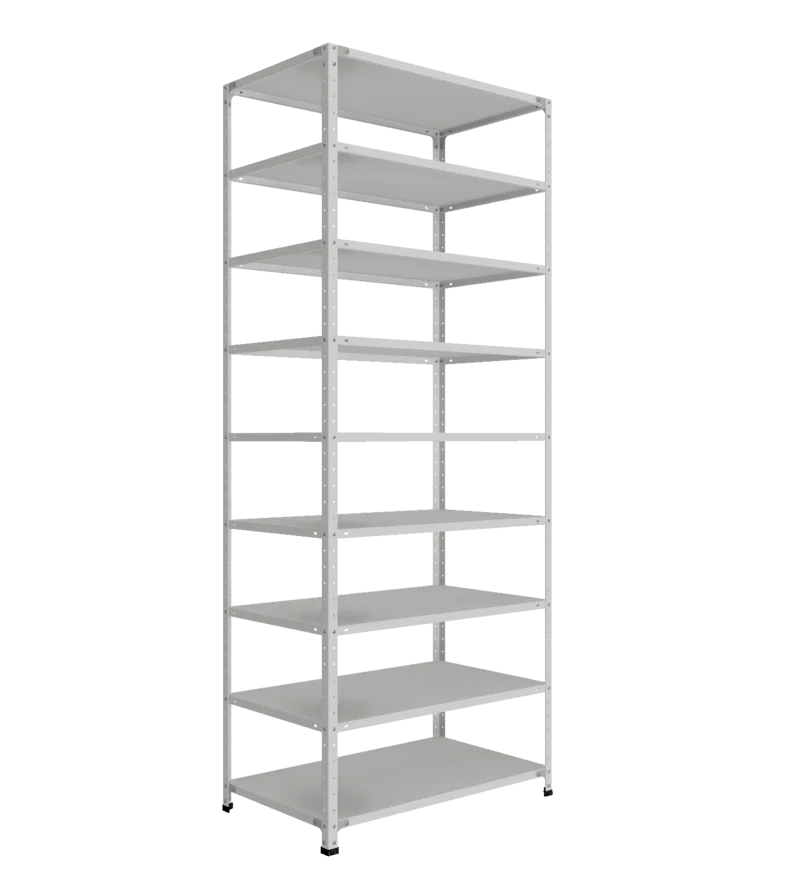 СТ-012 х 2500 х 1000 х окрашен. х 600 х 9 полок х RAL 7038 х Одно ребро жесткости на полку