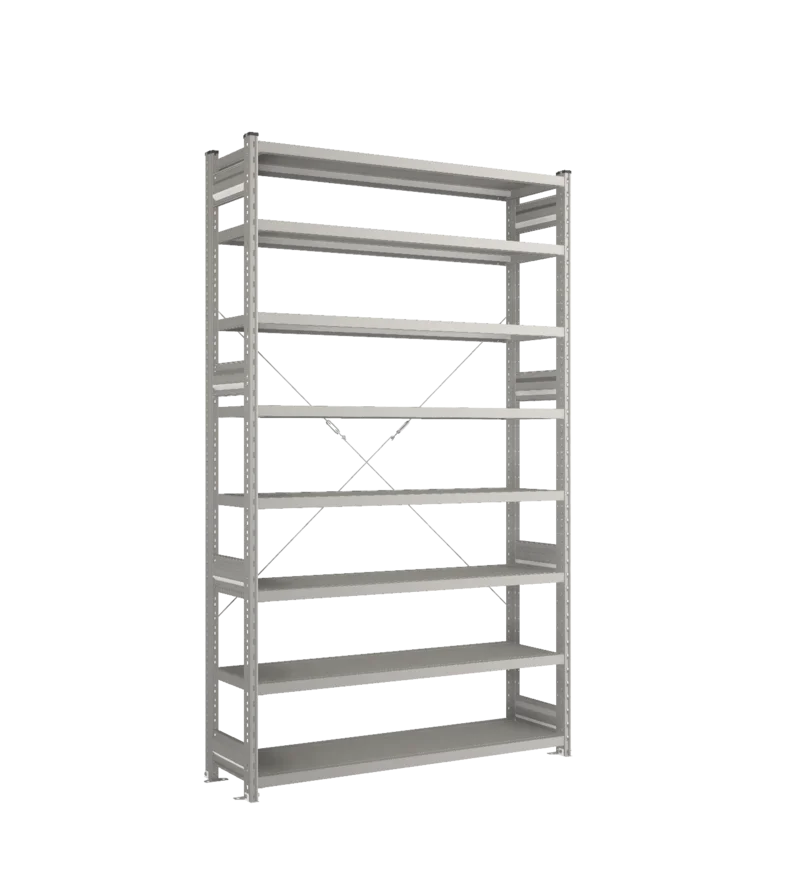 Стеллаж СТ-031-Цинк-2279-1300-400-8 полок-С добавлением ребра жесткости
