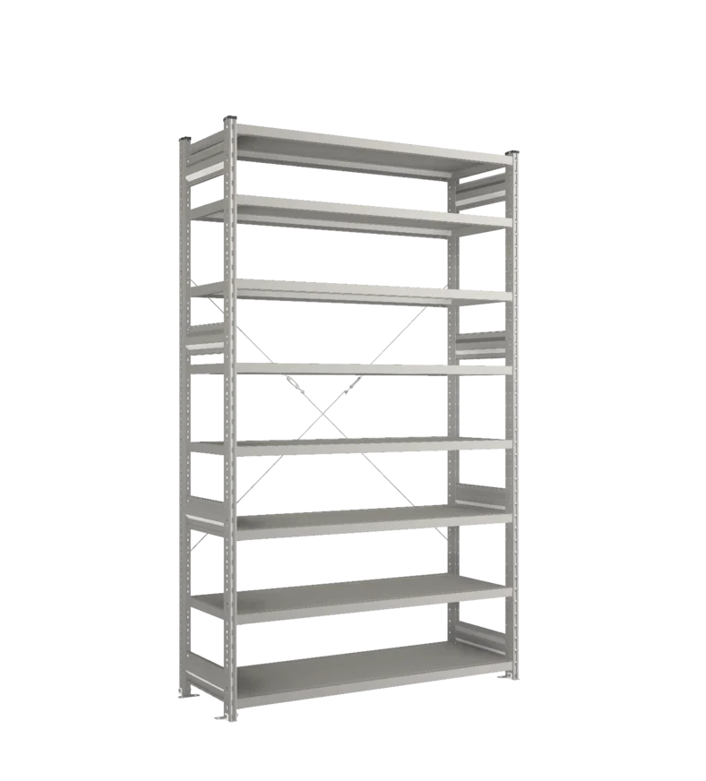 Стеллаж СТ-031-Цинк-2279-1300-500-8 полок-С добавлением ребра жесткости